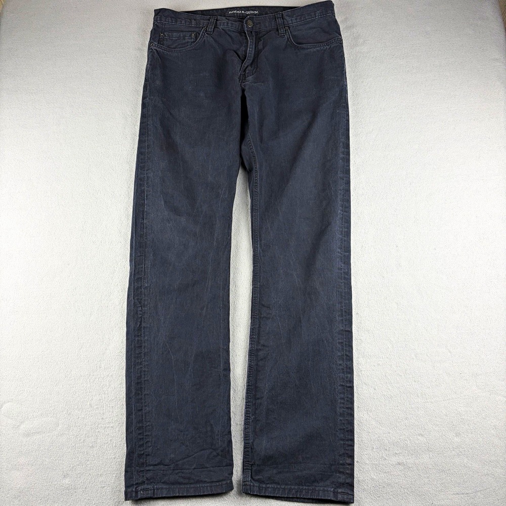 Rodd & Gunn Men's Jean 36L Fits 34x33 Straight Fit Charcoal Black Italian Fabric